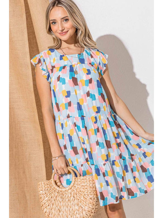 Baby Doll Multi Color Casual Dress